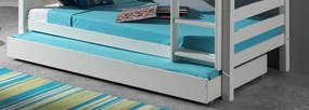 Sertar pentru pat copii SCOTT, alb, 90 x 190 cm, din pin scandinav masiv, utilizabil ca loc de dormit suplimentar sau spațiu de depozitare – Vipack