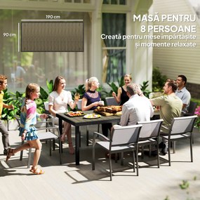 Outsunny Aluminum Outdoor Patio Dining Table for 8 for Garden Lawn Backyard, Natural | Aosom Romania