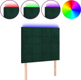 vidaXL Tăblie de pat cu LED, verde închis, 80x5x118/128 cm, catifea