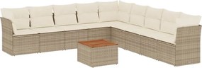 vidaXL Set canapele de grădină cu perne, 10 piese, bej, poliratan