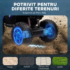 HOMCOM ATV Electric pentru Copii 3-5 Ani, Motocicletă Electrică pentru Copii cu Muzică, 100x65x73 cm, Albastru | Aosom Romania