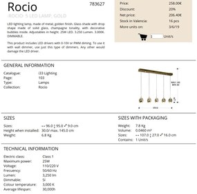 LUSTRA CU 5 PENDULE LED, ROCIO auriu 783627