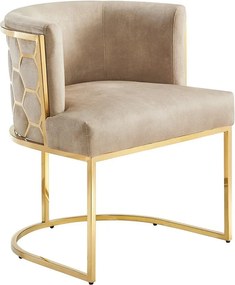 Scaun ELEGANCE catifea bej, otel inoxidabil auriu
