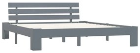 283170 vidaXL Cadru de pat cu tăblie, gri, 160x200 cm, lemn masiv de pin