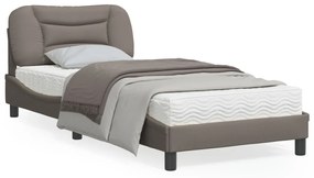 3207734 vidaXL Cadru de pat cu tăblie, gri taupe, 80x200 cm, textil