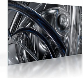 Tablou pe sticlă cu abstracție gri cu albastru (70x50 cm)
