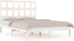 vidaXL Cadru de pat fără saltea, alb, 140x200 cm, lemn masiv pin