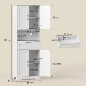 HOMCOM Mobilier de Bucătărie cu Sertar și 2 Dulapuri cu Rafturi Reglabile Alb | Aosom Romania