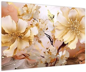 Tablou - Flori de aur (90x60 cm)