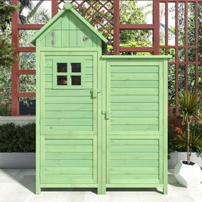Dulap de grădină cu 2 rafturi, magazie de unelte cu spațiu de depozitare mare, 118 x 54 x 173 cm, Verde