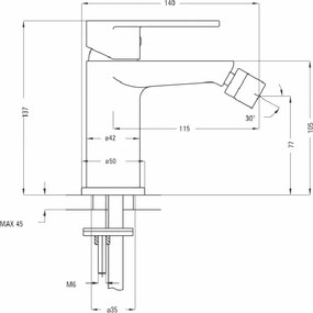🚿 Baterie pentru bideu ALPINIA – Finisaj cromat – Cod BGA_030M