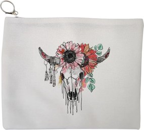 Portfard Cosmetice tip Plic, Cu Design Floral, 23x18 cm, Alb, BEKZ®