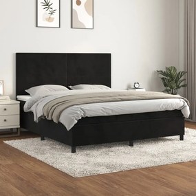 3142919 vidaXL Pat box spring cu saltea, negru, 180x200 cm, catifea