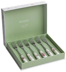 Set 6 furculițe cu mâner din ceramică Brandani Nonna Rosa
