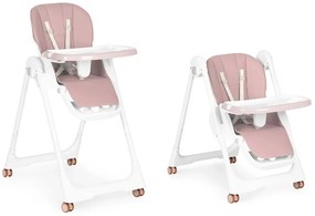 Scaun de hrănire înălțime reglabilă curele din piele ecologică tavă dublă roz