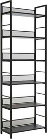 Etajera RAW R6, negru, PAL laminat/metal, 60x28x187 cm