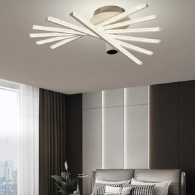 Lustra LED F2815/6 WT – 144W, Finisaj Alb, cu Telecomandă