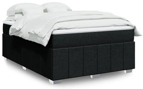 vidaXL Pat box spring cu saltea, negru, 160x200 cm, textil