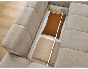 Colțar taupe extensibil/cu spațiu de depozitare cu tapițerie din chenille (cu colț pe partea dreaptă/cu șezlong) Everest – Bobochic Paris