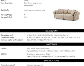 Canapea design LUX Zevron, Alvyn cream