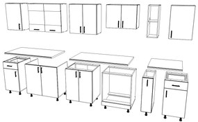 Set haaus V25, Antracit/Alb, Blat Thermo 28 mm, L 300 cm