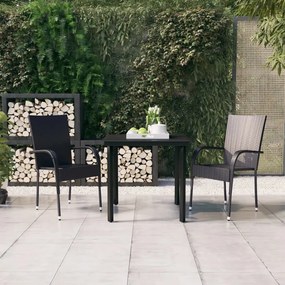 Set mobilier de gradina, 3 piese, negru Negru, Lungime masa 80 cm, 3