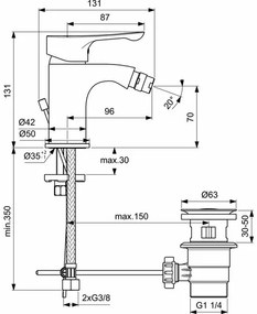 Baterie pentru bideu Ideal Standard Alpha