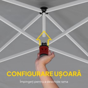 Outsunny Foișor 3x6 m Pliabil Tip Pop-Up cu Înălțime Reglabilă, Pereți Laterali, Benzi Reflectorizante, Saci de Nisip, Geantă de Transport, UV50+, pentru Camping, Petreceri, Gri Deschis | Aosom Romania