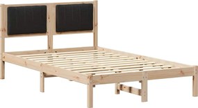 vidaXL Cadru de pat cu tăblie tapițată cu headboard Negru 120 x 200 cm