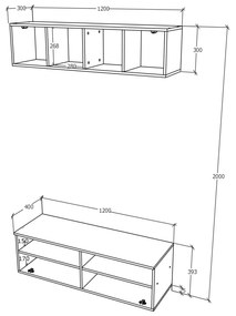 Living haaus Haga V11, Antracit/Stejar Wotan, L 120 cm