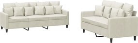 vidaXL Set de canapele cu perne, 2 piese, crem, catifea