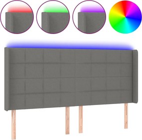 vidaXL Tăblie de pat cu LED, gri închis, 203x16x118/128 cm, textil