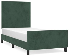 Cadru de pat cu tablie, verde inchis, 100x200 cm, catifea Verde inchis, 100 x 200 cm, Design simplu