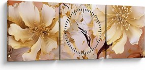 Tablou - Flori de aur (cu ceas) (90x30 cm)