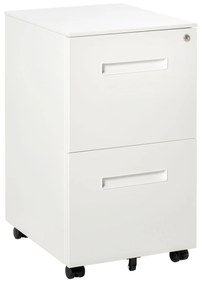 Vinsetto Dulap Birou Mobil, cu sertare, Organizator Documente cu Blocare, Oțel, 39x48x67cm, Alb | Aosom Romania