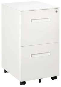 Vinsetto Dulap Birou Mobil, cu sertare, Organizator Documente cu Blocare, Oțel, 39x48x67cm, Alb | Aosom Romania