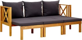 vidaXL Bancă grădină cu 3 locuri & perne, 179 cm, lemn masiv acacia