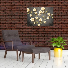 Tablou - Arbust auriu pe fundal negru (70x50 cm)