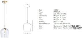 Pendul design modern Brin transparent 16cm