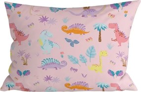 Set lenjerie de pat din microfibra pentru copii DINO ISLAND colorat + husa de perna 50 x 70 cm GRATUIT