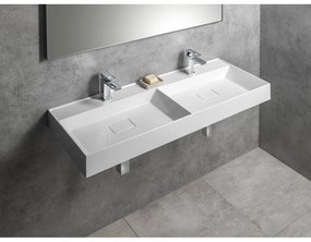 Chiuvetă dublă albă din compozit mineral 119x44 cm Godiva – Sapho