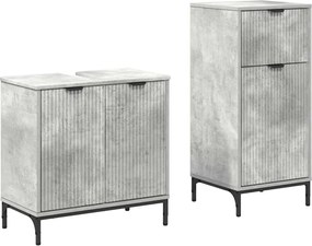vidaXL Set de mobilier pentru baie cu sertar 2 pcs Gri din beton