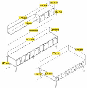 Set mobilier living Lyantela (tmavoBej + Nuc). 1107141