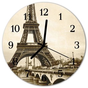Ceas de perete din sticla rotund Paris Towns Gray