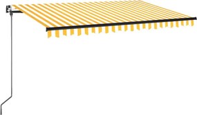 vidaXL Copertină retractabilă manual, galben și alb, 400x350 cm