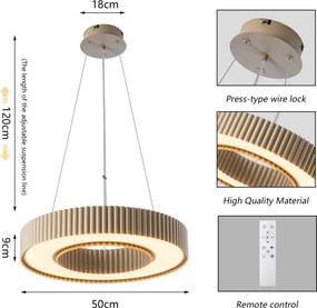BRILAGI - Lustră LED LUMIX, cu dimmer, LED/48W/230V 3000-6000K, bej Ø 50 cm + telecomandă
