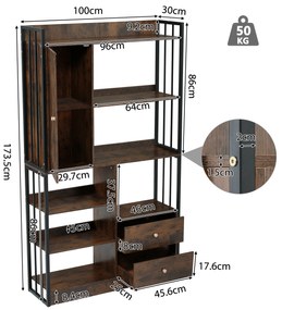 Librărie industrială cu 6 rafturi, Negru+Maro | Aosom Romania