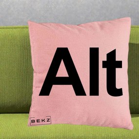 Perna Personalizata Tasta Alt Tipografie Bold, 40x40 cm, Roz, Husa Detasabila, Perna Inclusa, BEKZ®