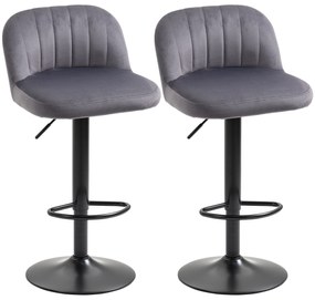 Set de 2 scaune de bar HOMCOM cu efect de catifea, 43x45x81-101cm | Aosom RO
