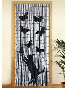 Perdea de ușă din bambus neagră/gri 200x90 cm Cat and Butterfly - Maximex